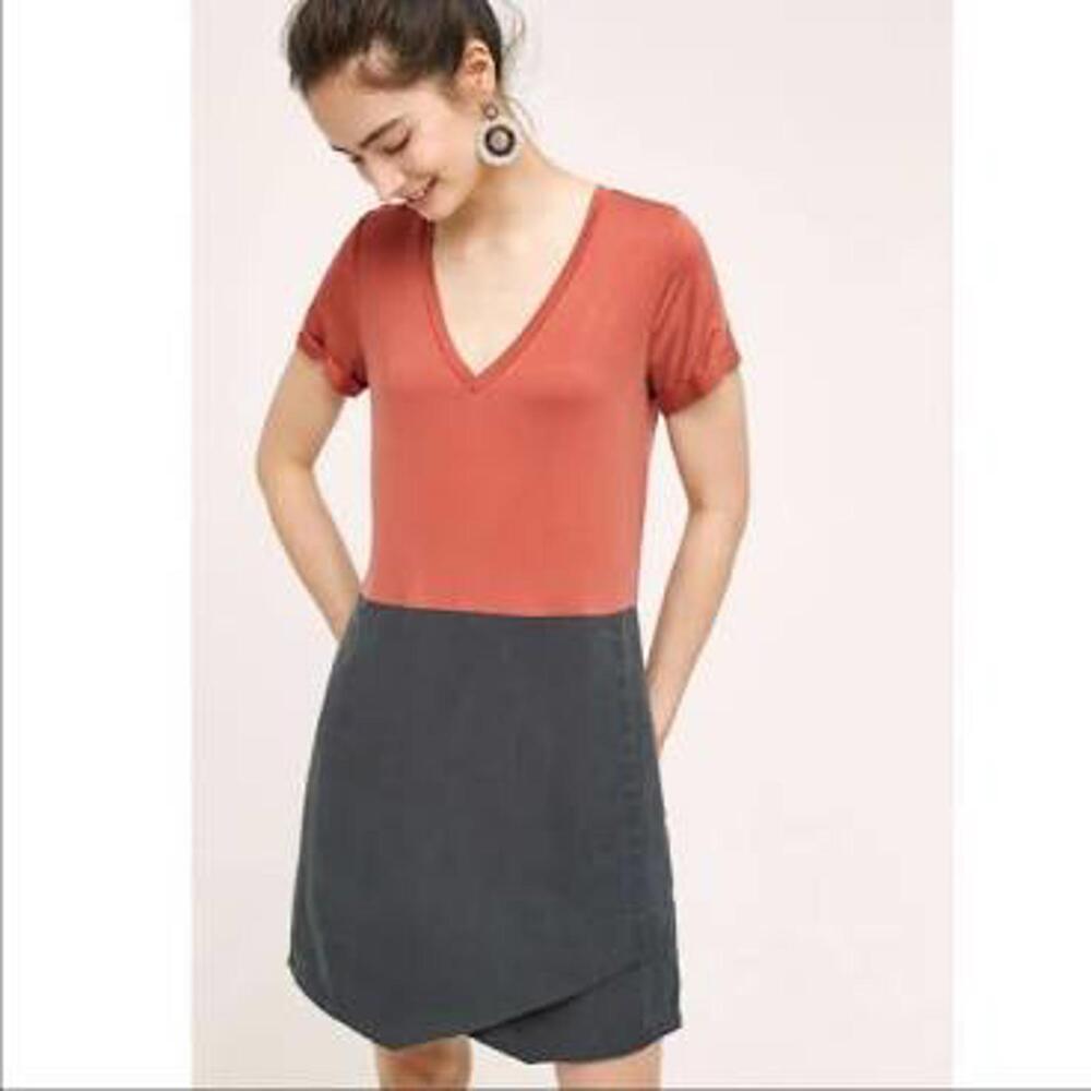 Anthropologie DOLAN Left Coast Color Block Dress Grey Terra